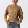 Pleated Long-Sleeved Top – Dark Beige Pleated Long-Sleeved Top – Dark Beige