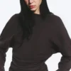 Pleated Long-Sleeved Top – Dark Brown Pleated Long-Sleeved Top – Dark Brown