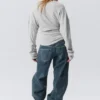 Pleated Long-Sleeved Top – Light Grey Melange Pleated Long-Sleeved Top – Light Grey Melange