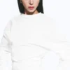 Pleated Long-Sleeved Top – White Pleated Long-Sleeved Top – White