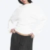 Pleated Long-Sleeved Top – White Pleated Long-Sleeved Top – White