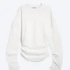 Pleated Long-Sleeved Top – White Pleated Long-Sleeved Top – White