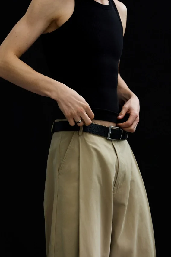 Pleated Loose Fit Wide Leg Trousers – Beige Pleated Loose Fit Wide Leg Trousers – Beige