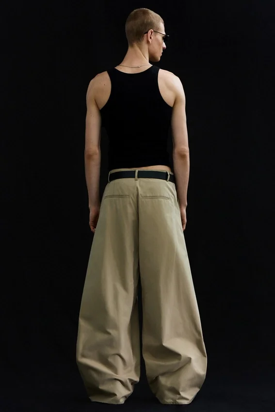 Pleated Loose Fit Wide Leg Trousers – Beige Pleated Loose Fit Wide Leg Trousers – Beige