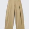 Pleated Loose Fit Wide Leg Trousers – Beige Pleated Loose Fit Wide Leg Trousers – Beige