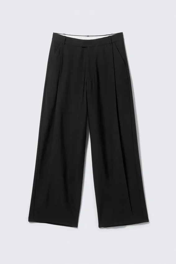 Pleated Loose Fit Wide Leg Trousers – Black Pleated Loose Fit Wide Leg Trousers – Black