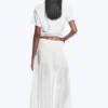 Pleated Mid Rise Maxi Skirt – White Pleated Mid Rise Maxi Skirt – White