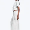 Pleated Mid Rise Maxi Skirt – White Pleated Mid Rise Maxi Skirt – White