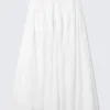 Pleated Mid Rise Maxi Skirt – White Pleated Mid Rise Maxi Skirt – White