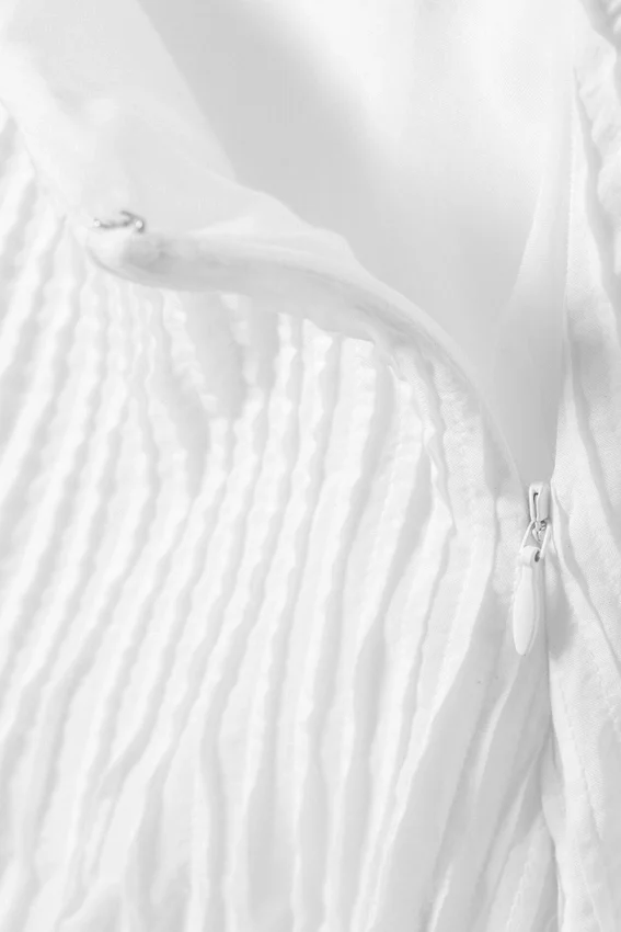 Pleated Mid Rise Maxi Skirt – White Pleated Mid Rise Maxi Skirt – White