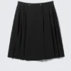 Pleated Midi Skirt – Black
