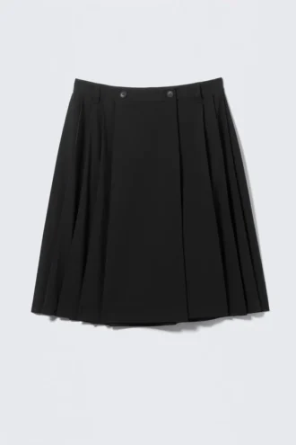 Pleated Midi Skirt – Black Pleated Midi Skirt – Black