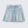 Pleated Mini Denim Skirt – Fresh Blue – Light Blue Pleated Mini Denim Skirt – Fresh Blue – Light Blue