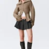 Pleated Mini Suiting Skirt – Dark Grey Melange Pleated Mini Suiting Skirt – Dark Grey Melange