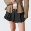 Pleated Mini Suiting Skirt – Dark Grey Melange Pleated Mini Suiting Skirt – Dark Grey Melange