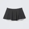 Pleated Mini Suiting Skirt – Dark Grey Melange Pleated Mini Suiting Skirt – Dark Grey Melange