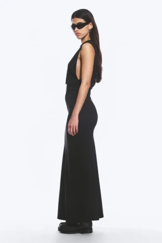 Pleated Sleeveless Maxi Dress – Black