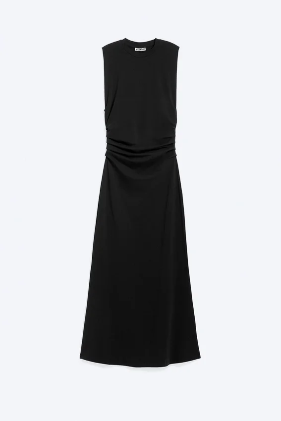 Pleated Sleeveless Maxi Dress – Black Pleated Sleeveless Maxi Dress – Black