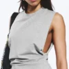 Pleated Sleeveless Maxi Dress – Grey Melange Pleated Sleeveless Maxi Dress – Grey Melange