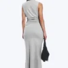 Pleated Sleeveless Maxi Dress – Grey Melange Pleated Sleeveless Maxi Dress – Grey Melange