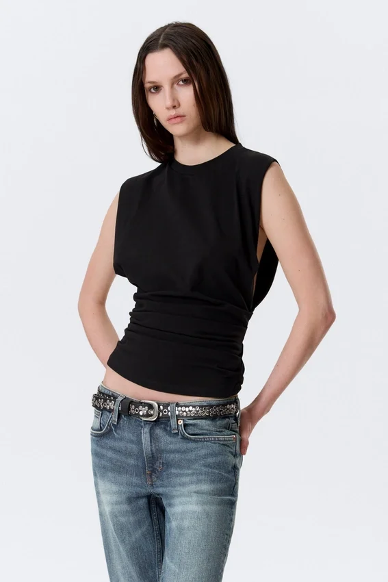 Pleated Tank Top – Black Pleated Tank Top – Black