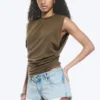 Pleated Tank Top – Dark Mole Pleated Tank Top – Dark Mole