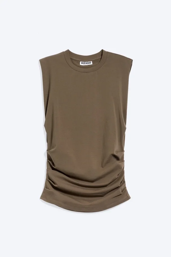 Pleated Tank Top – Dark Mole Pleated Tank Top – Dark Mole