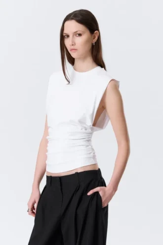 Pleated Tank Top – White