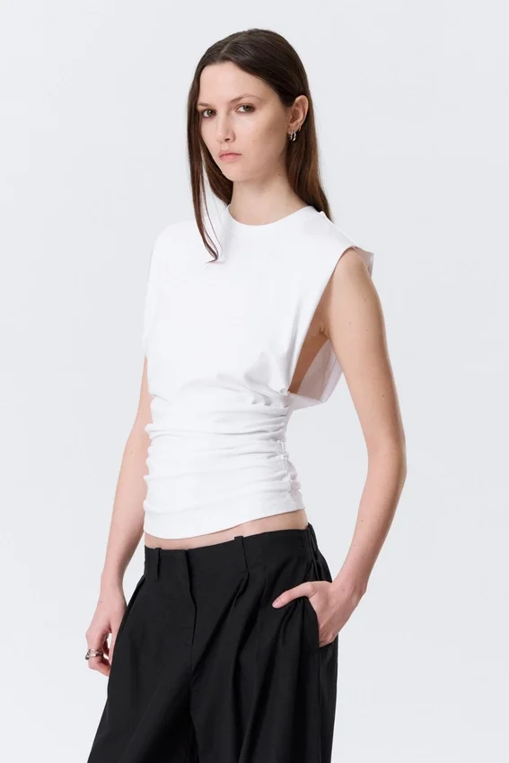 Pleated Tank Top – White Pleated Tank Top – White