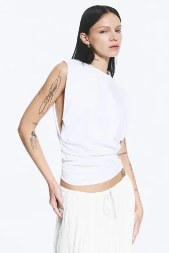 Pleated Tank Top – White