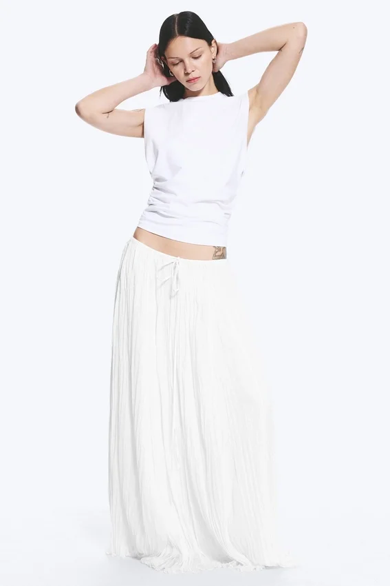 Pleated Tank Top – White Pleated Tank Top – White