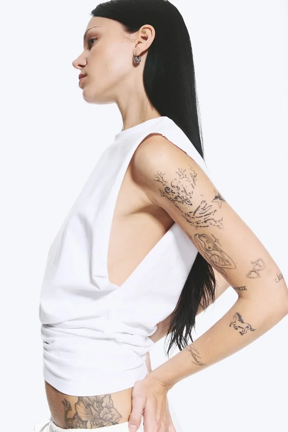 Pleated Tank Top – White Pleated Tank Top – White