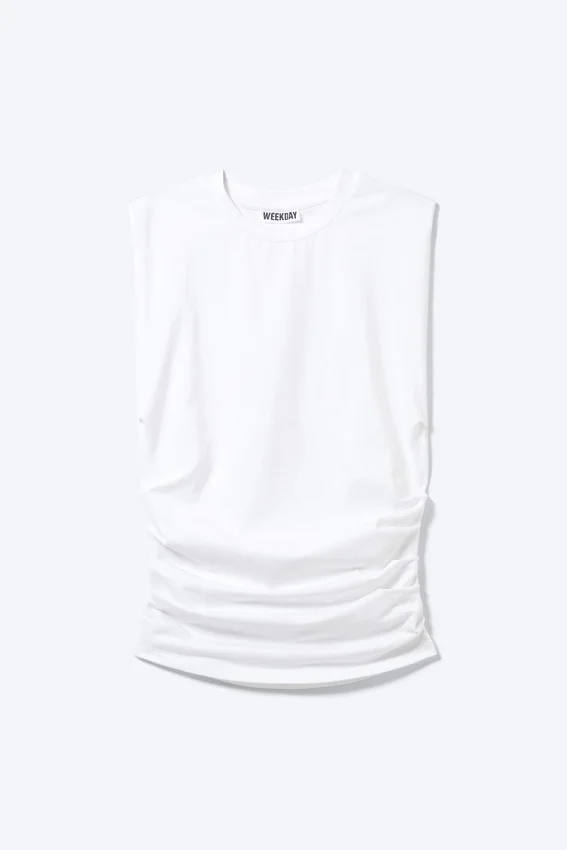 Pleated Tank Top – White Pleated Tank Top – White