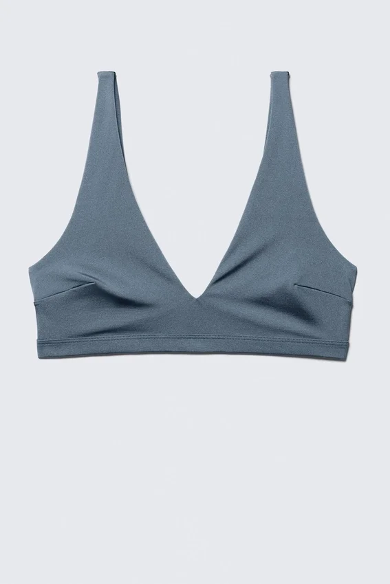 Plunge Pull-On Bikini Top – Dusty Blue – Shimmer Plunge Pull-On Bikini Top – Dusty Blue – Shimmer