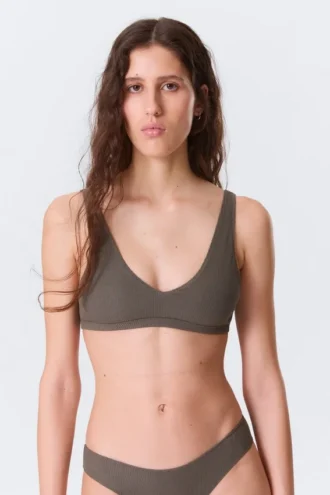 Plunge Rib Soft Bra – Dark Mole