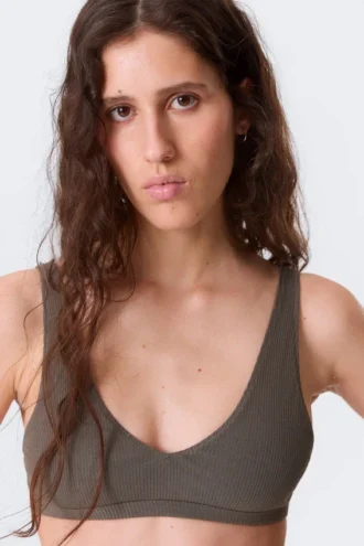 Plunge Rib Soft Bra – Dark Mole