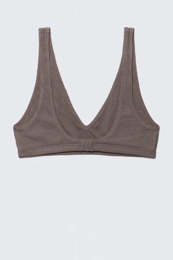Plunge Rib Soft Bra – Dark Mole Plunge Rib Soft Bra – Dark Mole