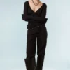 Plunging V-Neck Long-Sleeved Top – Black Plunging V-Neck Long-Sleeved Top – Black