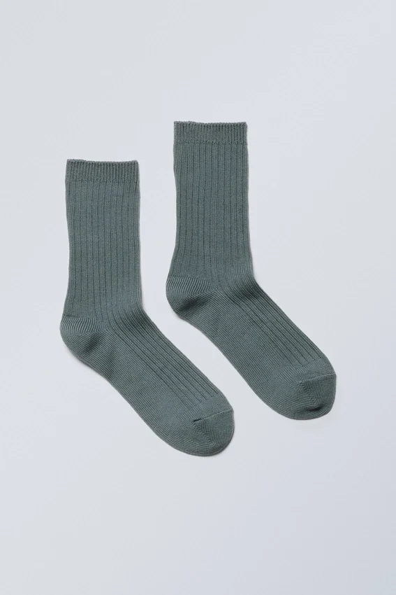 Pond Ribbed Socks – Dark Turquoise Pond Ribbed Socks – Dark Turquoise