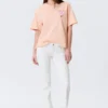 Printed Boxy T-Shirt – Light Orange – Pink Flower Printed Boxy T-Shirt – Light Orange – Pink Flower