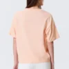Printed Boxy T-Shirt – Light Orange – Pink Flower Printed Boxy T-Shirt – Light Orange – Pink Flower