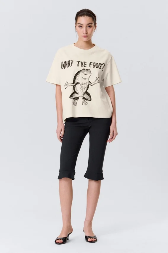 Printed Boxy T-Shirt – Off-White – What the Frog? Printed Boxy T-Shirt – Off-White – What the Frog?