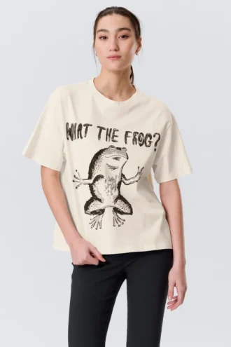 Printed Boxy T-Shirt – Off-White – What the Frog?