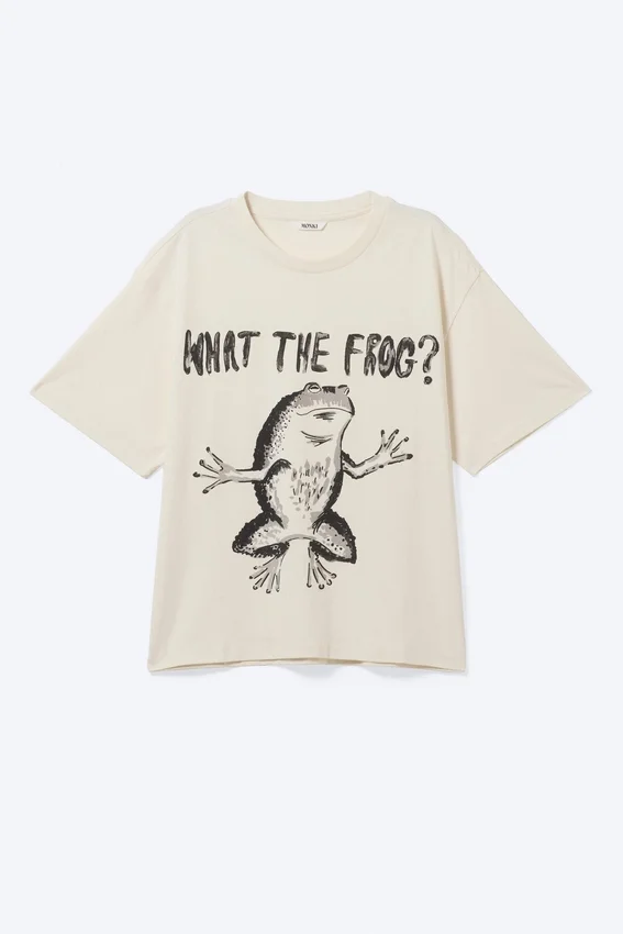 Printed Boxy T-Shirt – Off-White – What the Frog? Printed Boxy T-Shirt – Off-White – What the Frog?