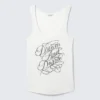 Printed Fitted Tank Top – White – Dream & Dazzle Printed Fitted Tank Top – White – Dream & Dazzle