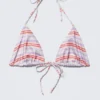 Printed Halter Triangle Bikini Top – Purple & Red Stripes Printed Halter Triangle Bikini Top – Purple & Red Stripes