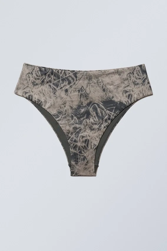 Printed High Rise Brazilian Bikini Bottoms – Dark Mole – Scribble Printed High Rise Brazilian Bikini Bottoms – Dark Mole – Scribble