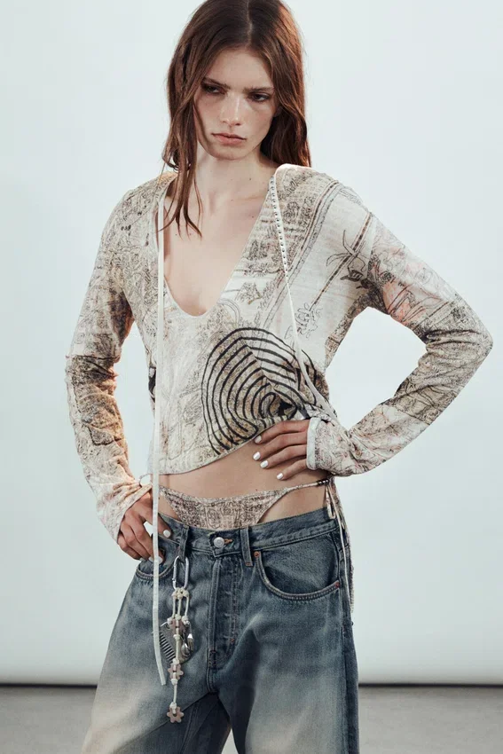 Printed Hooded Stud Top – Dusty Mole Printed Hooded Stud Top – Dusty Mole