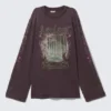 Printed Long-Sleeved Cotton T-Shirt – Dark Purple – Hyper Lunar Printed Long-Sleeved Cotton T-Shirt – Dark Purple – Hyper Lunar