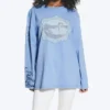Printed Long-Sleeved Cotton T-Shirt – Medium Blue – Swan Printed Long-Sleeved Cotton T-Shirt – Medium Blue – Swan